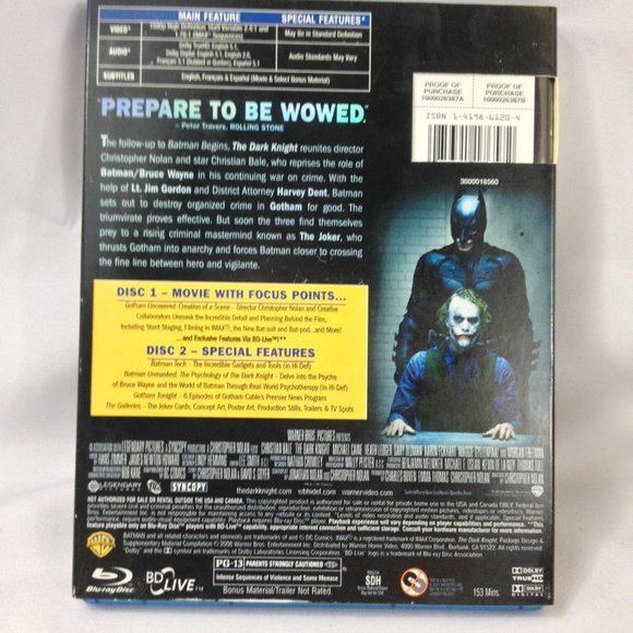 The Dark Knight-2008-Two Disc Special Edition-Bluray-Used-Like New - Picture 4 of 5